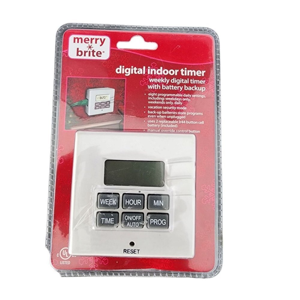 Merry-Brite 7 Day Digital Indoor Timer, Security When You Are Away, Holidays New